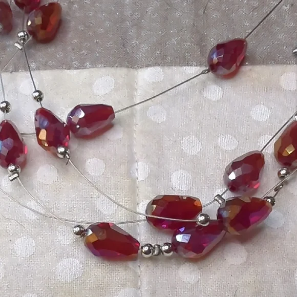 Elegant Multi-Strand Red Necklace - Picture 2 of 7